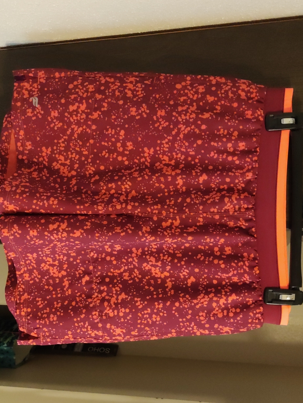 Athletic Maroon & Orange Printed Mens Shorts